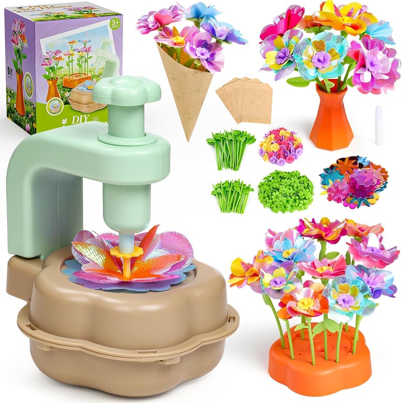 Scvcid DIY Art Flower Toys Include Extra Accessories Set, Arts and Crafts Activity Kit for Kids Ages 3-12, Fabric Bouquet Craft for Toddler, Birthday Gifts for 3 4 5 6 7 8 9 10 11 12 Year Old Girls - Image 1